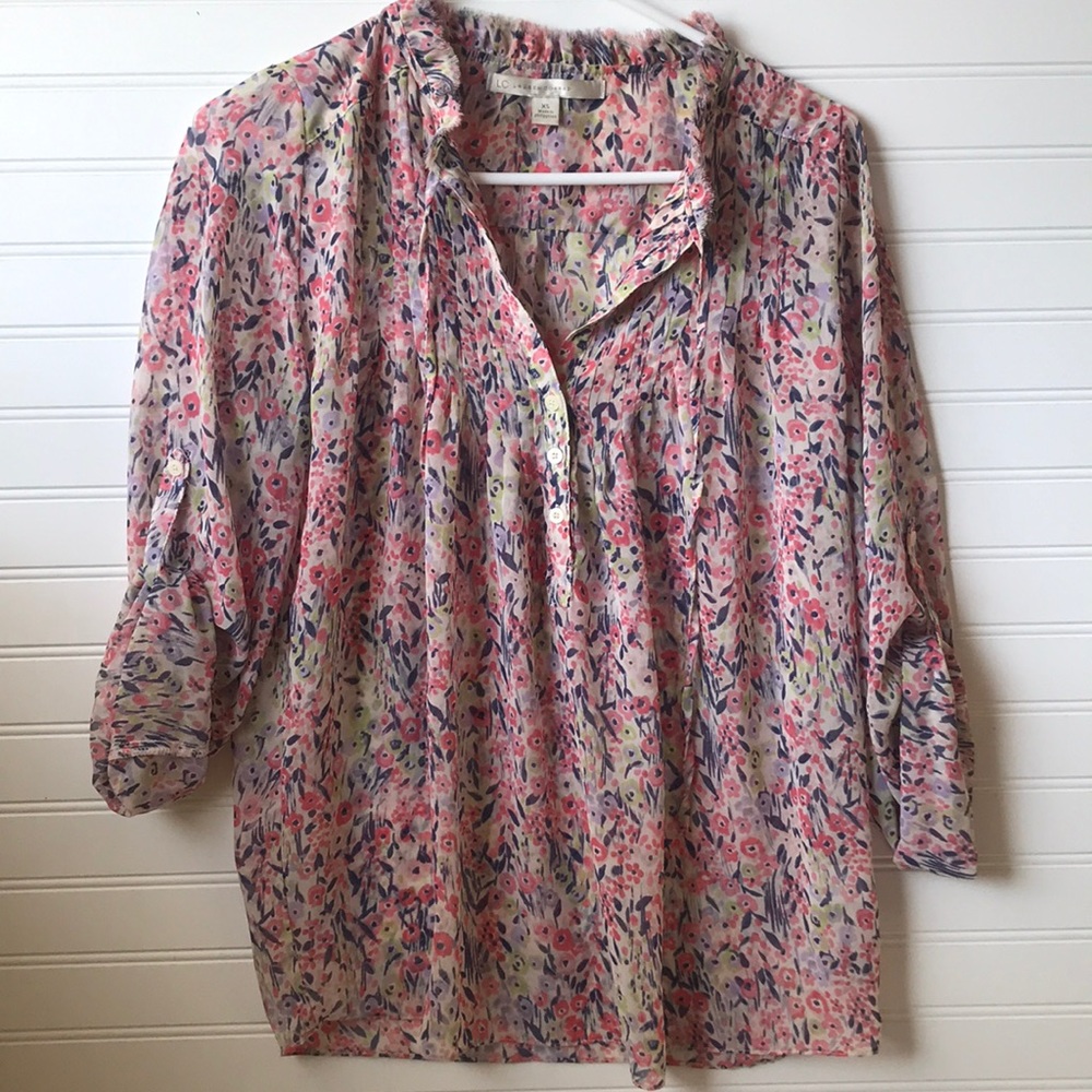 Lauren Conrad Sheer Floral Blouse Size XS